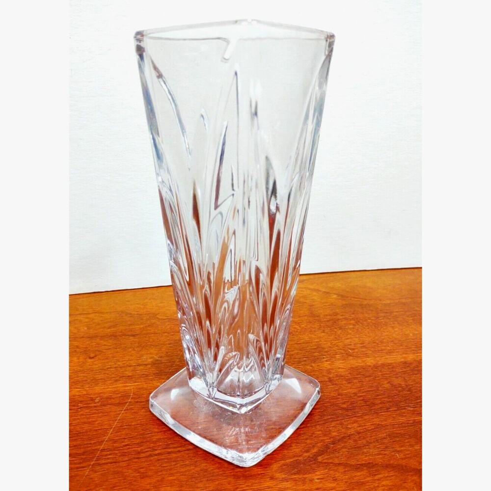 Square Crystal Vase Shannon Designs of Ireland 24% Hand Cut Lead Crystal 8.25"